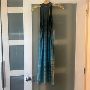 Hard Tail Ombre Blue and Black Backless Dress